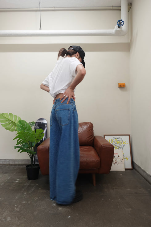 2wayチェックレイヤードデニム